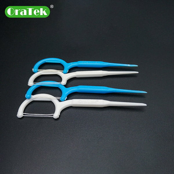 dual strings UHMWPE floss pick | HIPS handle | 75 pcs per zipper bag | GT0660D