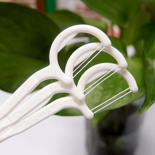 dual strings UHMWPE floss pick | HIPS handle | 75 pcs per zipper bag | GT0660D