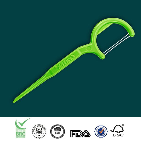 dual strings UHMWPE floss pick | HIPS handle | 75 pcs per zipper bag | GT0660D