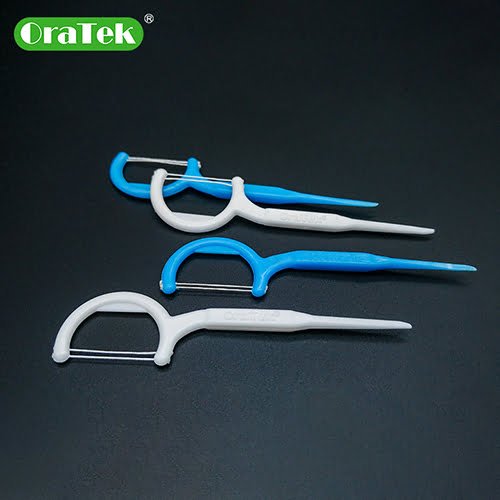 dual strings UHMWPE floss pick | HIPS handle | 75 pcs per zipper bag | GT0660D