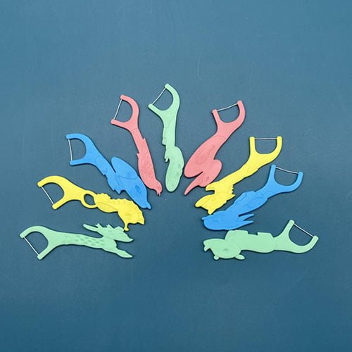 9 cartoon animals assorted kids floss pick | UHMWPE floss | HIPS handle | GT0830D