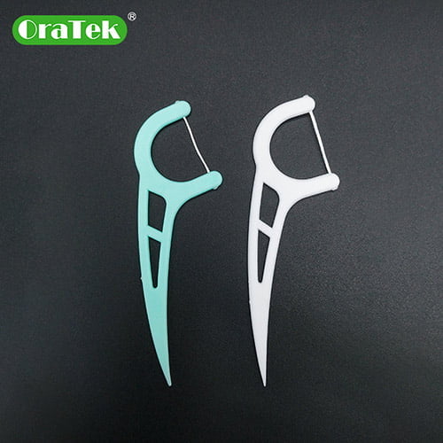 UHMWPE thread floss pick | PS handle | 75 picks per kraft paper bag | GT0198D