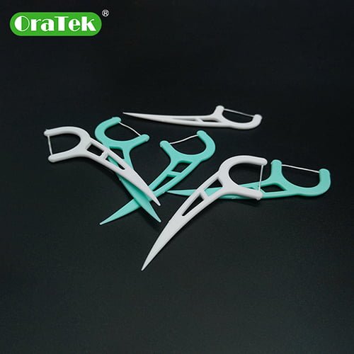 UHMWPE thread floss pick | PS handle | 75 picks per kraft paper bag | GT0198D