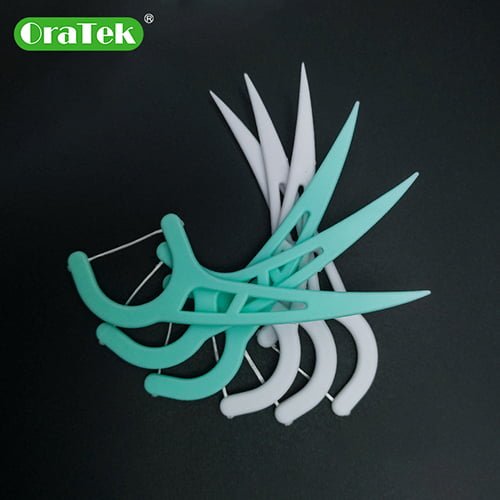 UHMWPE thread floss pick | PS handle | 75 picks per kraft paper bag | GT0198D