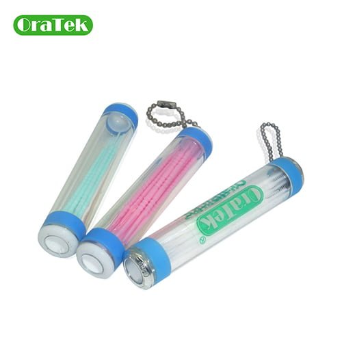 plastic (PP) BrushPicks 6.6(L)*0.25(D) cm | PP bristle | 15pcs per keychain PP tub | GT0017D