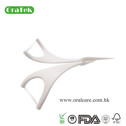 tight teeth gap floss pick | Y shape | PTFE thread | PS handle | 75 picks per kraft paper bag | GT0509D