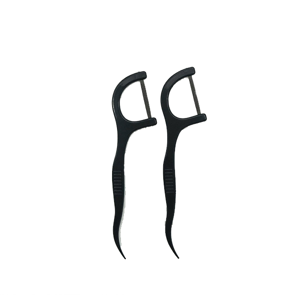 bamboo charcoal (antimicrobial) infused dental floss pick | with toothpick at the end other of the handle | 150 picks per bag | GT0513D