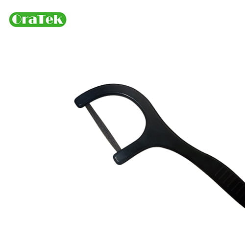 bamboo charcoal (antimicrobial) infused dental floss pick | with toothpick at the end other of the handle | 150 picks per bag | GT0513D